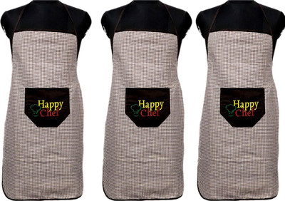 JMI Polyester Chef's Apron - Free Size(Brown, Pack of 3)