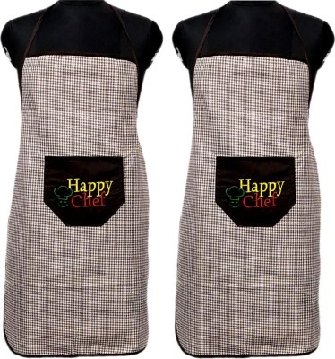 JMI Polyester Chef's Apron - Free Size(Brown, White, Pack of 2)