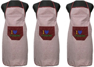 JMI Polyester Chef's Apron - Free Size(Maroon, Pack of 3)