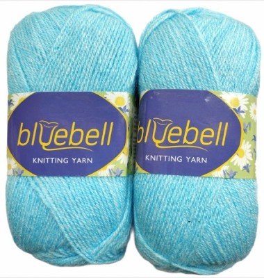 RCB Vardhman Bluebell Sky Blue 400 GM (1 Ball, 100 GM Each) Wool Ball Hand Knitting Wool/Art Craft Soft Fingering Crochet Hook Yarn, Needle Acrylic Knitting Yarn Thread Dyed Shade No-6