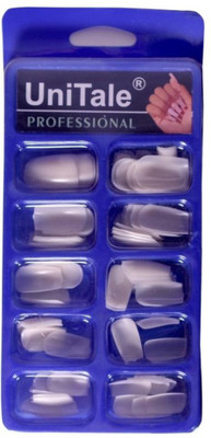 UniTale 100 Pcs Reusable Acrylic Best False Fashion Nails French Nails Daily use Nails With different Shape( white color) with 1 Strong Nail Bond Glue White(Pack of 100)