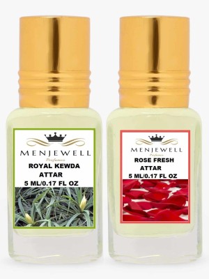Menjewell Combo Pack Of 2PCs Attar(Royal Kewda 5Ml,Rose Fresh 5Ml)Attar Perfume Floral Attar(Kewda, Rose)