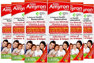 AIMIL Amyron Multivitamins Syrup for Men & Women with 34 Ingredients| Reduce Tiredness & Fatigue | Improves Haemoglobin Level (Pack of 6)(Pack of 6)