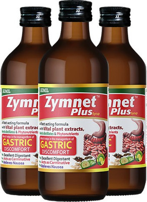AIMIL Zymnet Plus Syrup for Digestive Health & Acidity | Relieves Gastric Discomforts | Abdominal Pains & Nausea (Pack of 3)(Pack of 3, 600 ml)