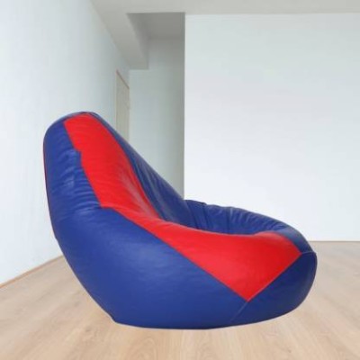 Gunj XXL Tear Drop Bean Bag Cover  (Without Beans)(Blue, Red)