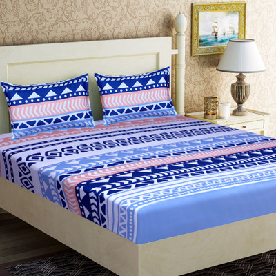 Flipkart SmartBuy 140 TC Microfiber Double Abstract Flat Bedsheet(Pack of 1, Blue)