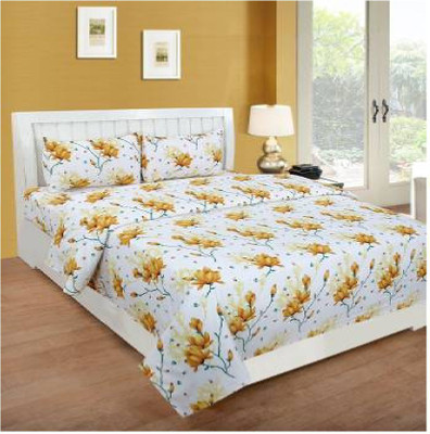 Home Readiness 160 TC Polycotton Double Floral Flat Bedsheet(Pack of 1, Multicolor)