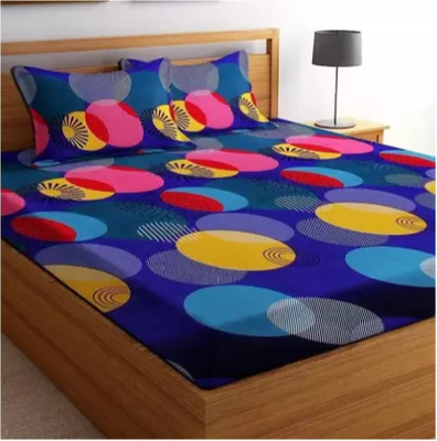 Home Readiness 160 TC Polycotton Double Printed Flat Bedsheet(Pack of 1, Multicolor)