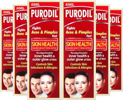 AIMIL Purodil Syrup for Pimple and Acne free Skin| Anti-Allergic Anti-Microbial Blood Purifier Syrup (Pack of 6)(1200 ml)