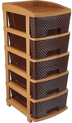 HUMBLE KART 5 Compartments Plastic DESK ORGANIZER(Brown)