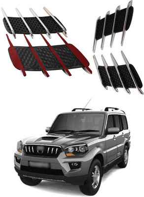 XZRTZ Car Side Airflow Grille, 2X Chrome Car Auto Bonnet Air Intake Flow Side Fender Vent Hood Scoop Cover (Silver + Black) A111 Matte, Glossy, Chrome Mahindra Scorpio Side Garnish