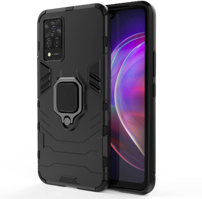Flipkart SmartBuy Back Cover for Vivo V21 5G 360° Rotating Kickstand Hybrid Case(Black, Ring Case)