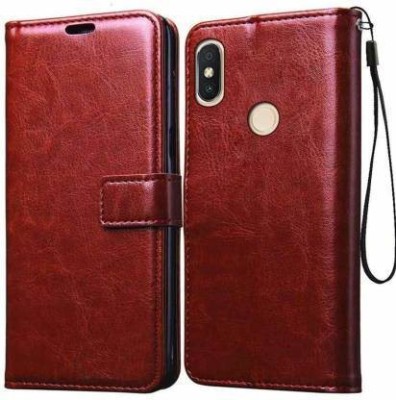 mobies Flip Cover for REDMI NOTE 6 PRO Flip Cover Vintage Look Leather Flip Wallet Case with Card Holder Media Stand(Brown, Pack of: 1)