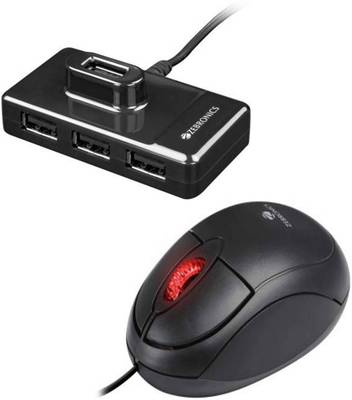 ZEBRONICS ZEB-100HB USB Hub and Rise Wired Optical Mouse Combo Set Combo Set