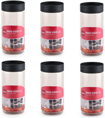 cello Plastic Grocery Container  - 2.5 L(Pack of 6, Black)