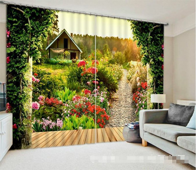 BEST FAB 274 cm (9 ft) Long Door Polyester Room Darkening Curtain (Pack Of 2)(Green, Floral)