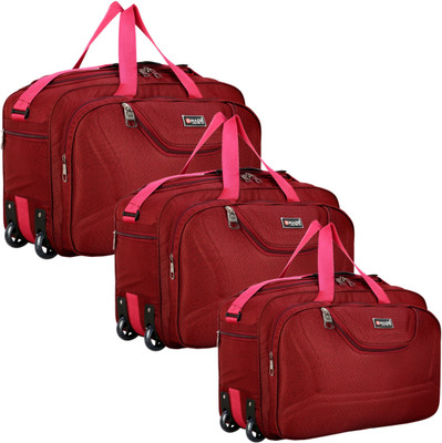 Dmade (Expandable) Combo of three Waterproof light weight premium quality travel duffel bag with two wheels 45L pack of 3 luggage bag Duffel With Wheels (Strolley)