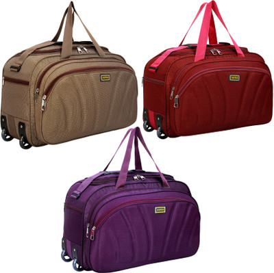 ZERUS (Expandable) Soft Body Set of 3, Medium Travel Duffel Bag (55 CM) High density Polyester Material Waterproof Duffel With Wheels (Strolley)