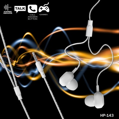 Hitage HP-143 WHITE TUNE Bass Loop Compatible FOR ALL MOBILE PHONES Wired Headset(White, In the Ear)