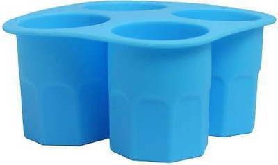 Smitex 4-Cup Ice Cube Shot Shape Silicone Shooters Glass Freeze Molds Maker Tray Party Bar Tools Ice Shot Glass Mold Blue Silicone Ice Cube Blue Silicone Ice Ball Tray(Pack of1)