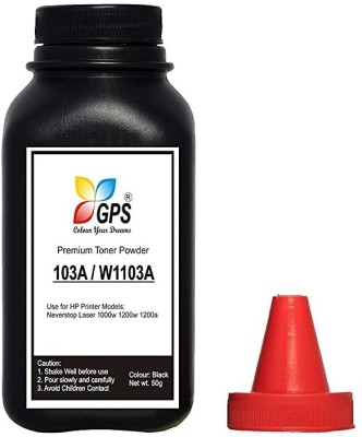 GPS Colour Your Dreams 103A / W1103A Laser Toner Powder Refilling For Comptible Neverstop Laser 1000a / 1000w / MFP 1200a / 1200w Pack Of 1 Bottle With Nozzle 50gm Each Black Ink Toner Powder