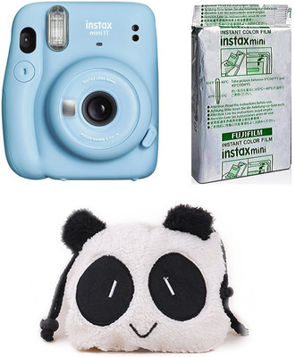 FUJIFILM Instax Mini 11 INSTAX Mini 11 with 10X1 Instant Film With Panda Pouch Instant Camera(Blue)