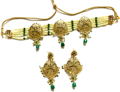 NIKYANKA Brass Gold-plated Green, Gold Jewellery Set(Pack of 1)