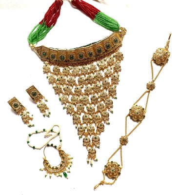 NIKYANKA Brass Gold-plated Green Jewellery Set(Pack of 1)