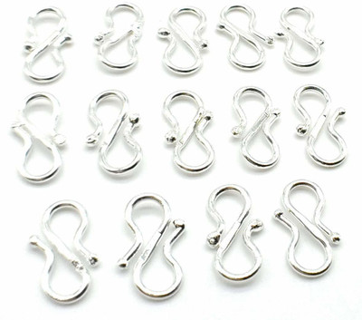 PMW Jewellery Making-Jewellery Findings Silver S-Hook Eye Clasp with Jump Rings on Both Sides Pack of 50 pcs. Jewelry Design Template(Pack of 50)