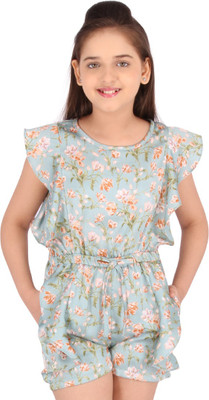 Cutecumber Floral Print Girls Jumpsuit