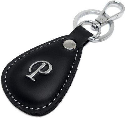 Aura Gift Initial Monogram Letter Alphabet P Keyring Keychain For Bike Car Boyfriend Husband Boys Girls Men Women PU Leather & Metal Hook Premium Key Chain