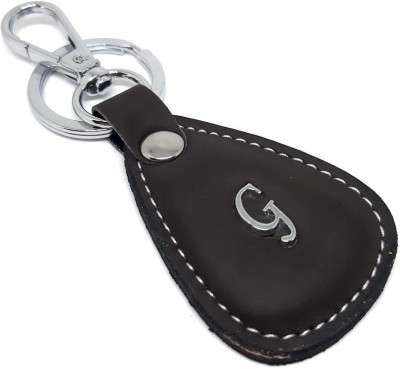 Aura Gift Initial Monogram Letter Alphabet G Keyring Keychain For Bike Car Boyfriend Husband Boys Girls Women Men PU Leather & Metal Hook Premium Key Chain