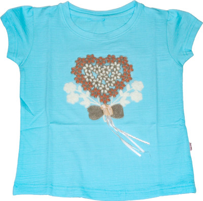 MUMMASCHOICE Girls Casual Cotton Linen Blend Top(Blue, Pack of 1)