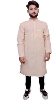 Aarav Boss Men Solid Straight Kurta(Pink)