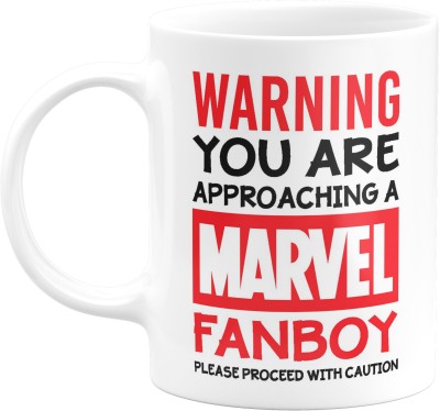 Flair Print Warning You are approaching a Marvel Fangirl Printed on Ceramic White Coffee Ceramic Coffee Mug(330 ml)