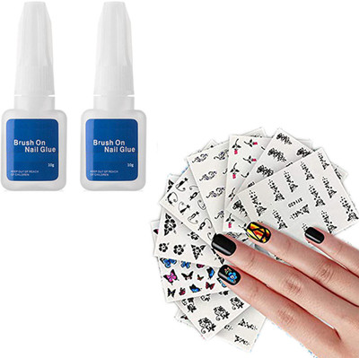 MGP FASHION Professional & Personal DIY Decoration Nail Art Styling Tools Nail Glue with Brush Cap For Artificial Nail Art Extension 10g 2pc, Different Patterns Nail Art Sheets 9 pcs Combo Kit(Silver) MGP FASHION Professional & Personal DIY Decoration Nail Art Styling Tools Nail Glue with Brush Cap For Artificial Nail Art Extension 10g 2pc, Different Patterns Nail Art Sheets 9 pcs Combo Kit(Silver)