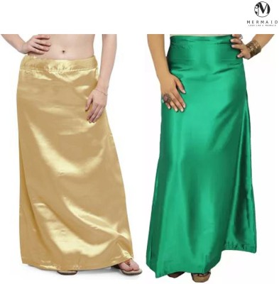 Mermaid Golden sea green petticoat Satin Blend Petticoat(Free)