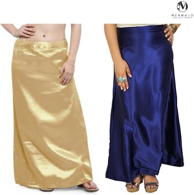 Mermaid golden navy blue satin petticoat Satin Blend Petticoat(Free)