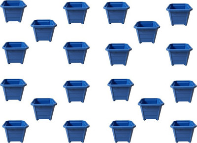 Naturally Green square pot blue pack of 20 Plant Container Set(Pack of 20, Plastic)