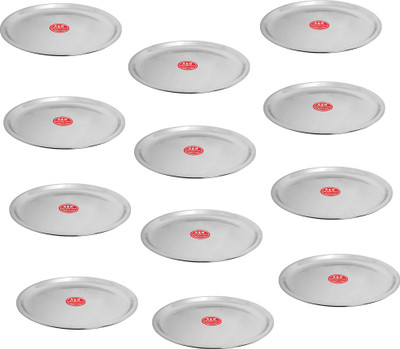 A&H Stainless Steel Heavy Gauge Daily Use Dinner Quarter Plate with Mirror Finish Design 19cm Dia set of 12 Pcs Quarter Plate(Pack of 12)