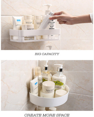 AGHORA TECHNOLOGIES Pack Of 2 Pcs ABS Plastic Multipurpose Home Kitchen Bathroom Accessories Set Traceless Corner Shelf Wall Shelves Decor Items Soap Stand Holder Organizer Storage Shower Caddy Bathroom Rack Shelf with Strong Adhesive Magic Sticker Plastic Wall Shelf Plastic Wall Shelf(Number of She