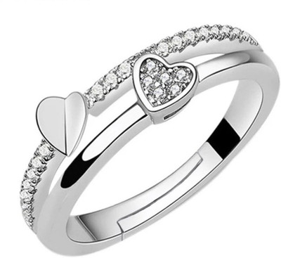 P. R. PRINTS Metal Cubic Zirconia Silver Plated Ring Set