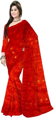 Pradip Fabrics Woven Tant Pure Cotton Saree(Red)