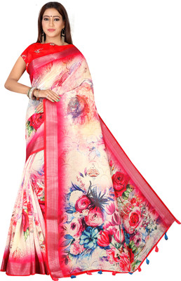 kaizen texo fab Digital Print Bollywood Silk Blend Saree(Multicolor)
