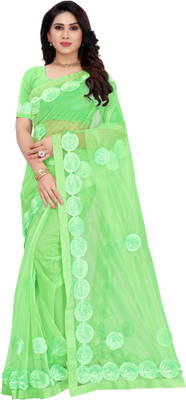 FABMORA Self Design Bollywood Net Saree(Light Green)