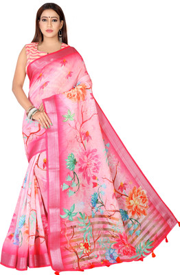 kaizen texo fab Digital Print Bollywood Silk Blend Saree(Multicolor)