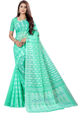 Classy Foriever Self Design Jamdani Cotton Silk Saree(Light Green)