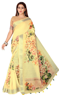 kaizen texo fab Digital Print Bollywood Silk Blend Saree(Multicolor)