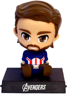 Elegant Lifestyle Super Hero Captain America Action Figure Limited Edition, Marvel Comics Character|Avenger Super-Soldier| Bobblehead with Mobile Holder for Car Dashboard, Office Desk & Study Table(Blue, Red)