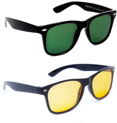 TheWhoop Wayfarer Sunglasses(For Men & Women, Green, Yellow)